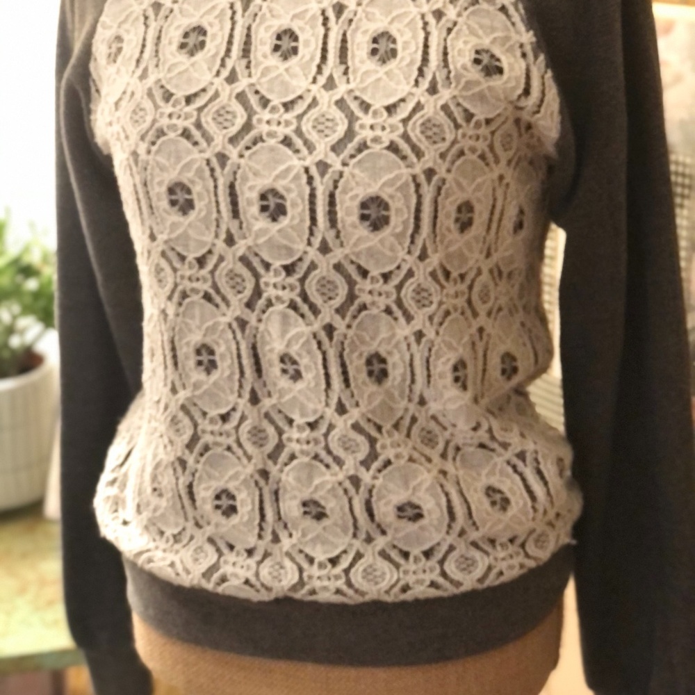 Anthropologie Sam & Lani Small Lace Sweatshirt